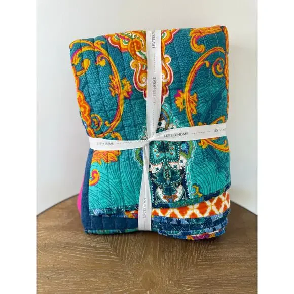 Levtex Home Quilted Throw Blanket 50x60 Multicolor Boho Medallion Cotton - Picture 5 of 6